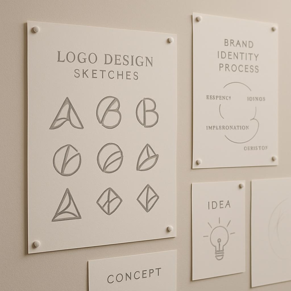 Aparelho de laboratório. Colecção de esboços de logo.