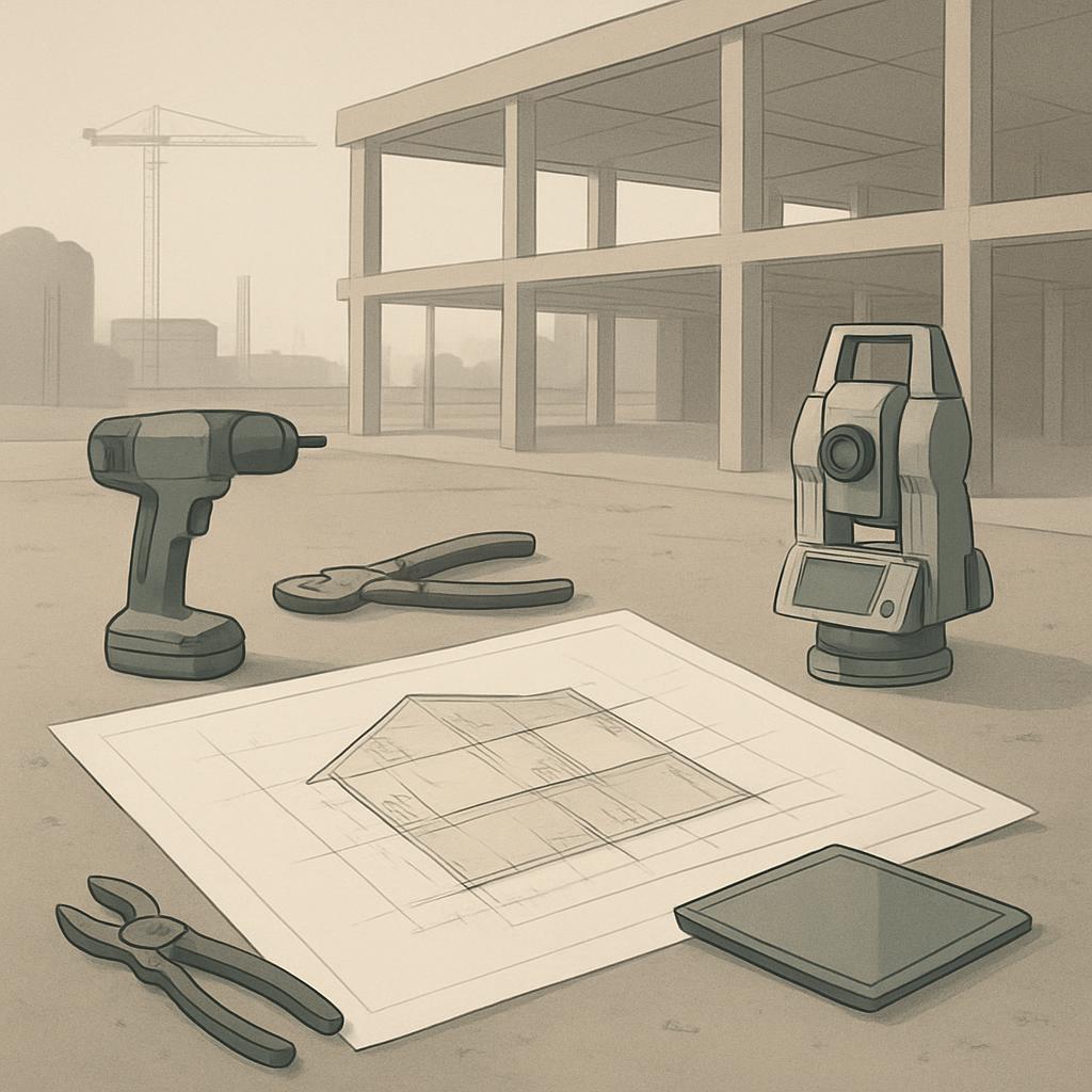 O desenho escavador mostra uma escavação criando espaço para o desenvolvimento de uma estrutura.